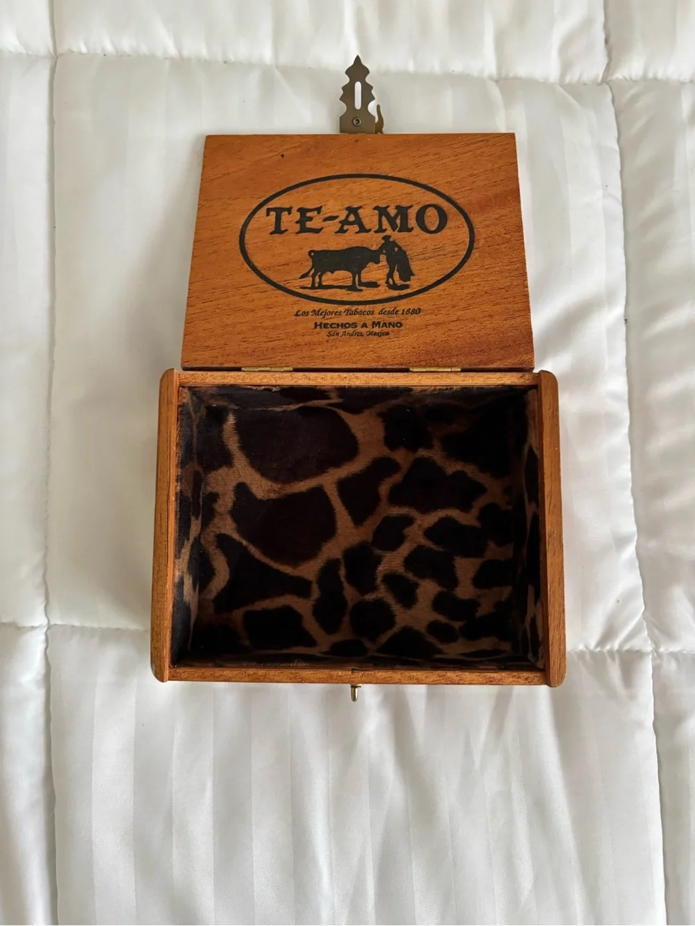 Cigar Box Purse Beaded Handle Te-Amo Cigar box Handbag Leopard print